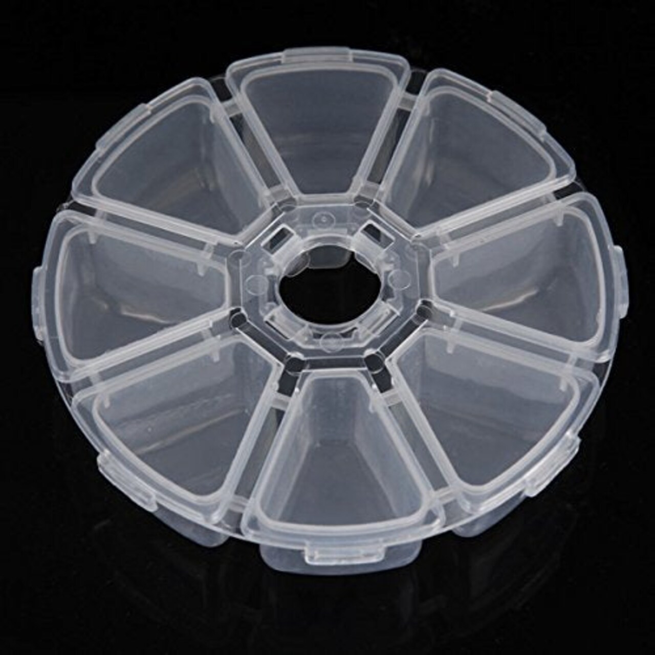 5 Pieces 8 Compartments Plastic Clear Round Craft Gem Beads Display Storage Case Box Organizer Container Divider Jewelry Box Sewing Box